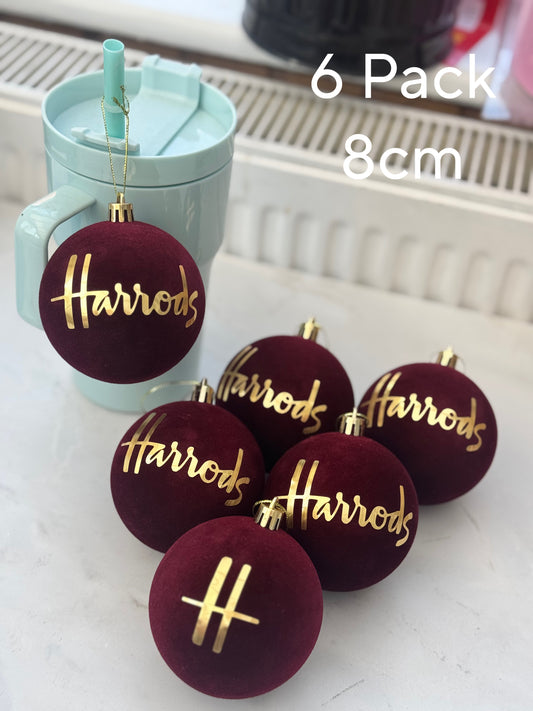Luxury Velvet Deep Wine Red & Gold H Tree Baubles
