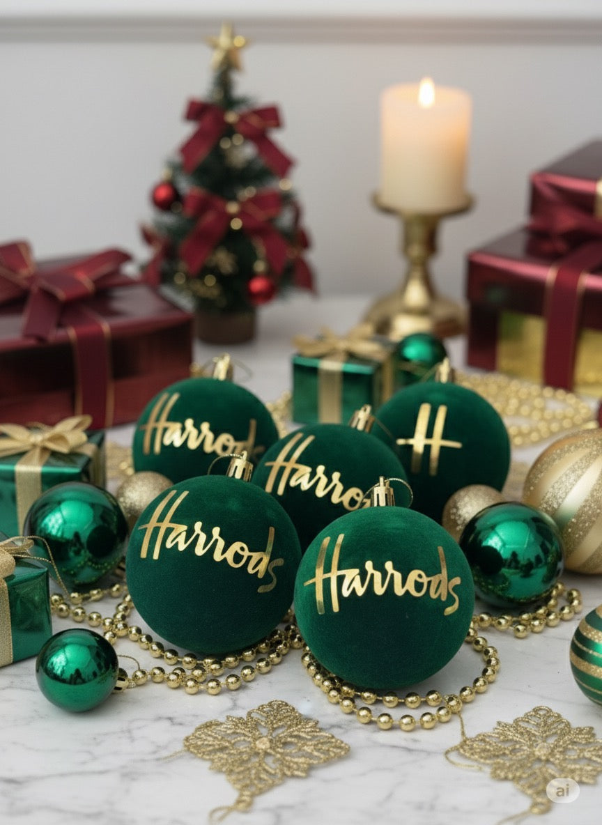Luxury Velvet Green & Gold H Tree Baubles