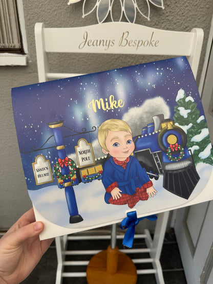 Christmas Polar Express Boxes With Personalised Doll & Name Babies