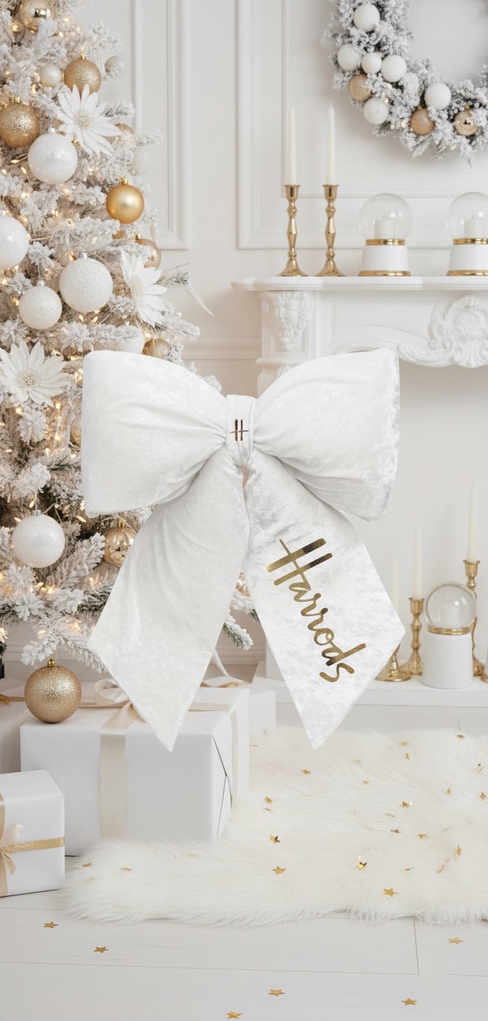 Luxury Velvet White Large Plush Bow 42cm