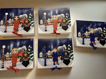 Christmas Polar Express Boxes With Personalised Doll & Name Kids