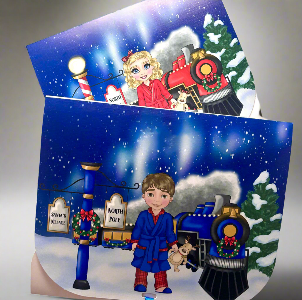 Christmas Polar Express Boxes With Personalised Doll & Name Kids