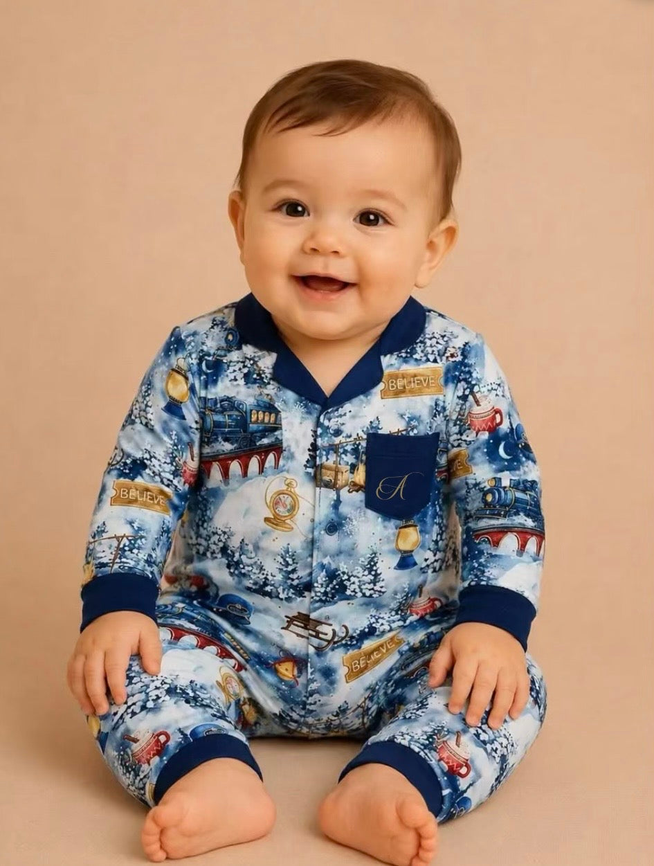 Exclusive Polar Express Personalised Baby Pyjamas
